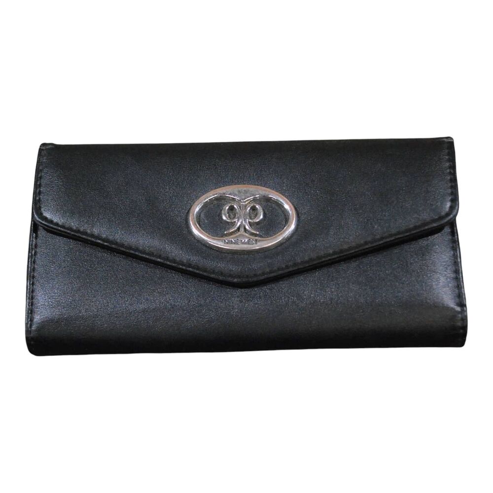 Nine West black leather tri-fold wallet  Excellent condition
